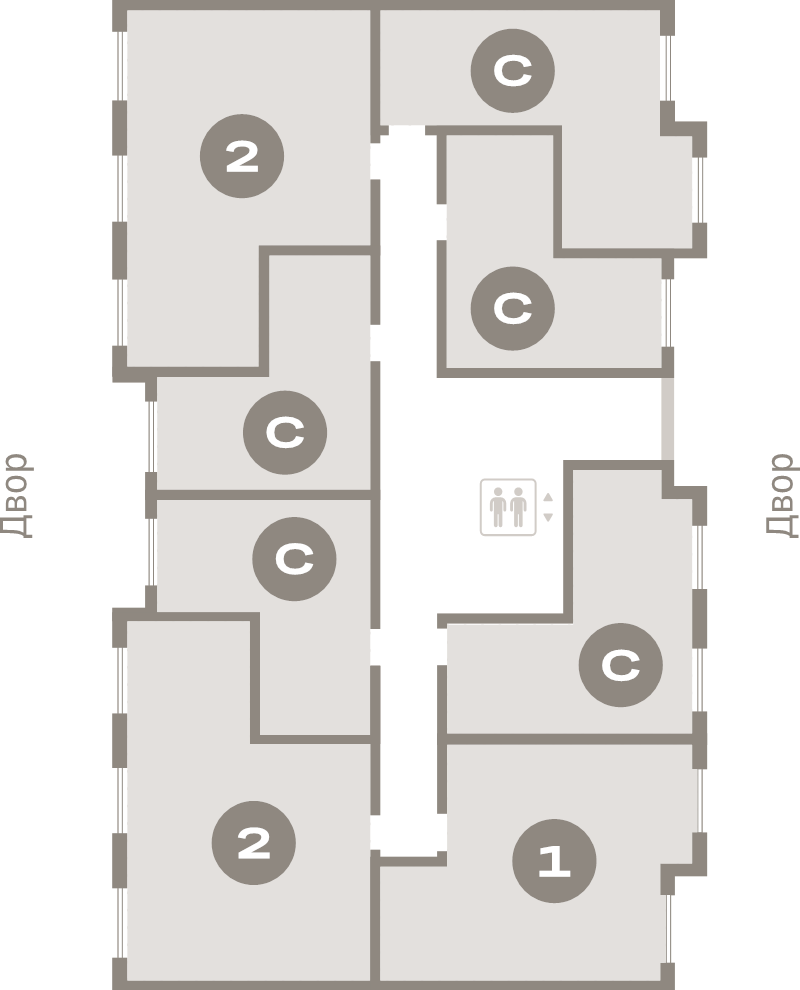2-комнатная (Евро) квартира, 46.1 м² в ЖК "Брусника в Новоселье" - планировка этажа