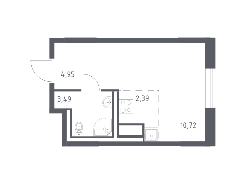 Квартира-студия, 21.55 м² в ЖК "Квартал Лаголово" - планировка, фото №1