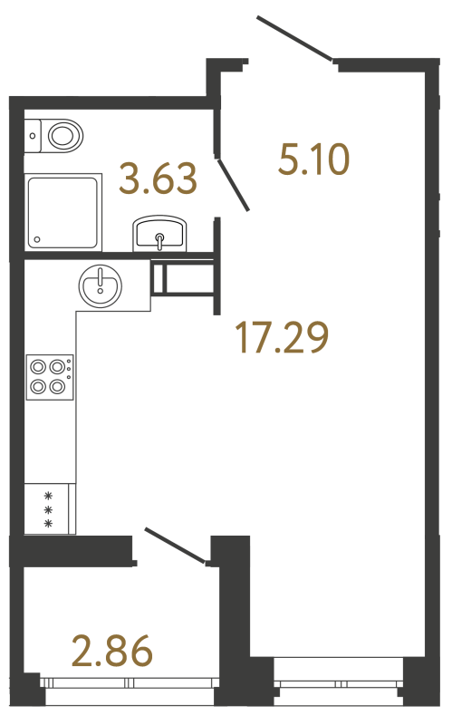 Квартира-студия, 26.02 м² в ЖК "Ultra City 3.0" - планировка, фото №1