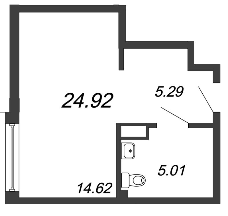 Квартира-студия, 25.7 м² в ЖК "In2it" - планировка, фото №1