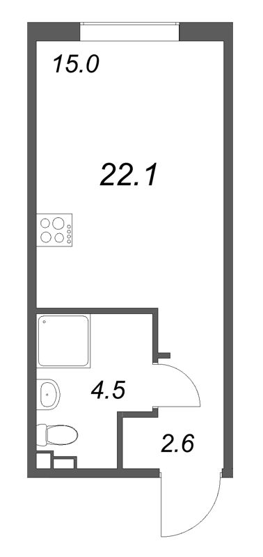 Квартира-студия, 22.1 м² в ЖК "Пулково Lake" - планировка, фото №1