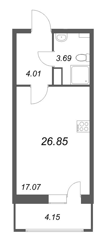 Квартира-студия, 26.85 м² в ЖК "Аквилон RekaPark" - планировка, фото №1