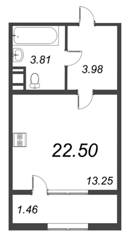 Квартира-студия, 24.73 м² в ЖК "Pixel" - планировка, фото №1