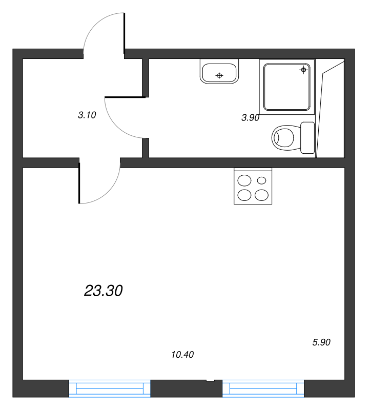 Квартира-студия, 23 м² в ЖК "ЛСР. Ржевский парк" - планировка, фото №1