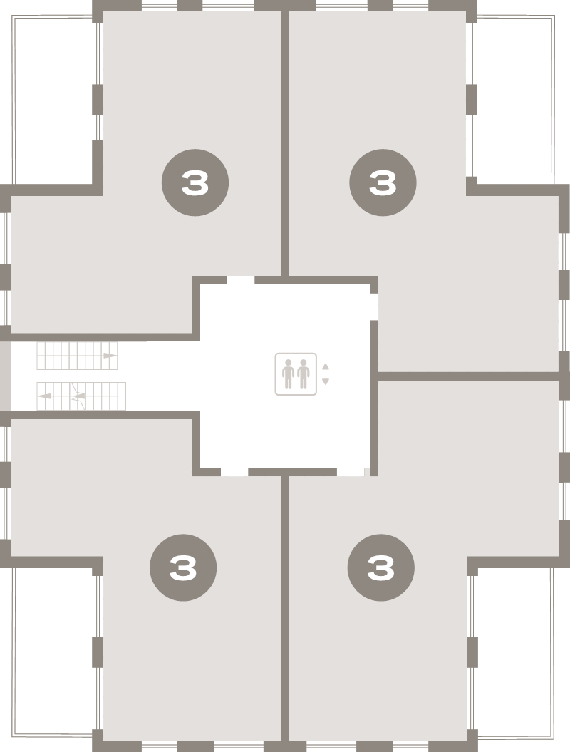 4-комнатная (Евро) квартира, 74.4 м² в ЖК "Северный ветер" - планировка этажа