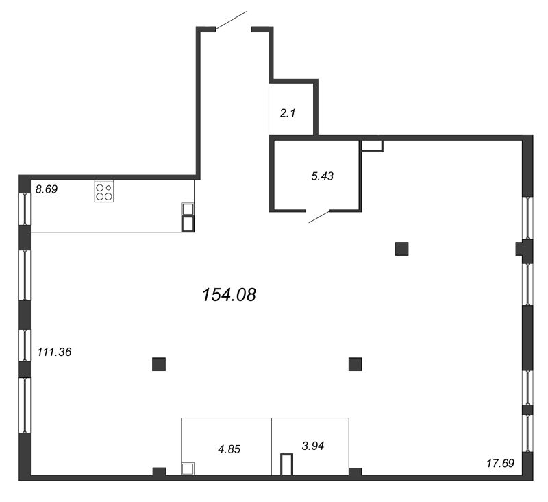 Квартира-студия, 155.2 м² - планировка, фото №1