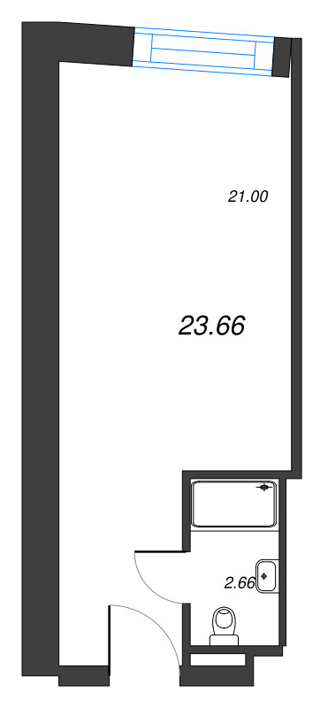 Квартира-студия, 23.66 м² в ЖК "YE’S Leader" - планировка, фото №1