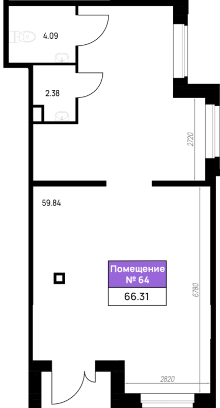Помещение, 66.31 м² в ЖК "Имена" - планировка, фото №1