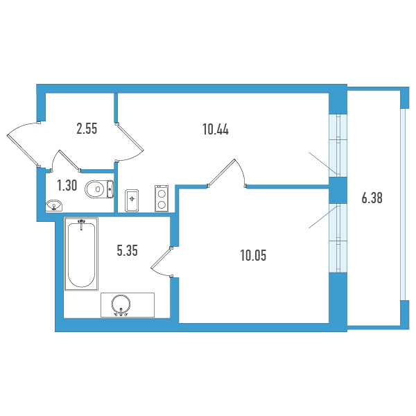 1-комнатная квартира, 31.6 м² в ЖК "Искра-Сити" - планировка, фото №1