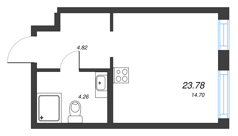 Квартира-студия, 23.78 м² в ЖК "ID Murino III" - планировка, фото №1