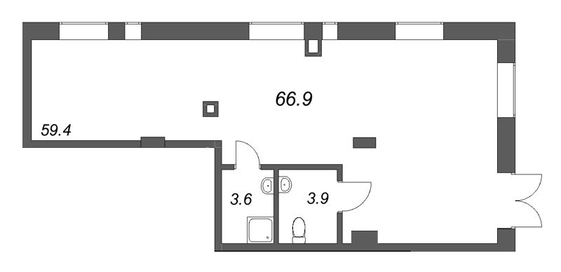 Помещение, 66.9 м² в ЖК "Большая Охта" - планировка, фото №1