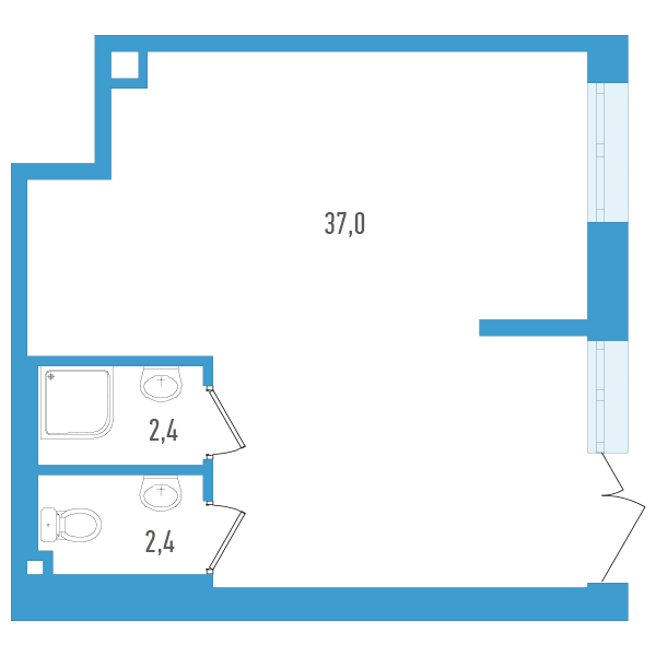 Помещение, 41.8 м² в ЖК "Дефанс Бизнес" - планировка, фото №1