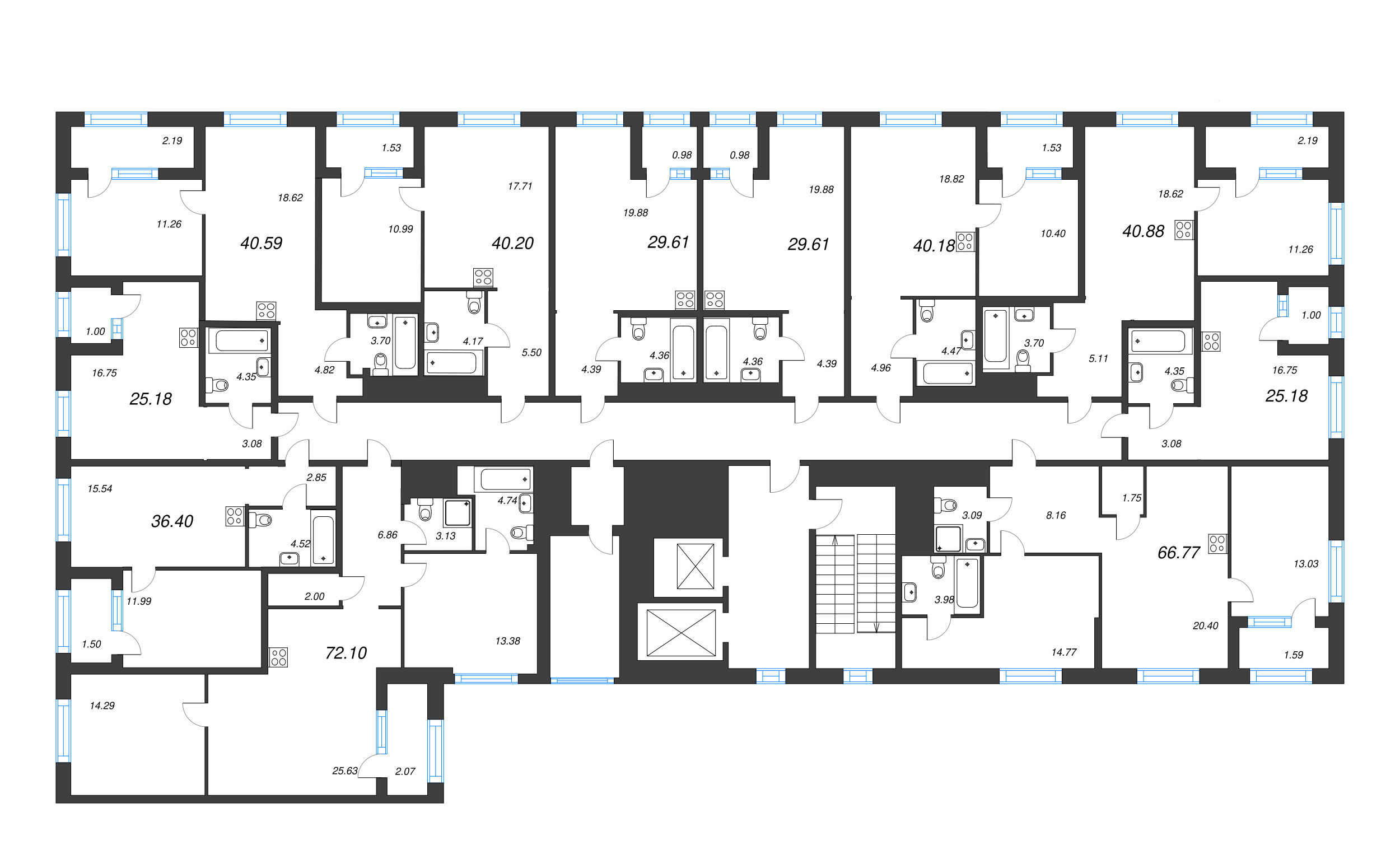 Квартира-студия, 25.18 м² в ЖК "ORO by Akvilon" - планировка этажа