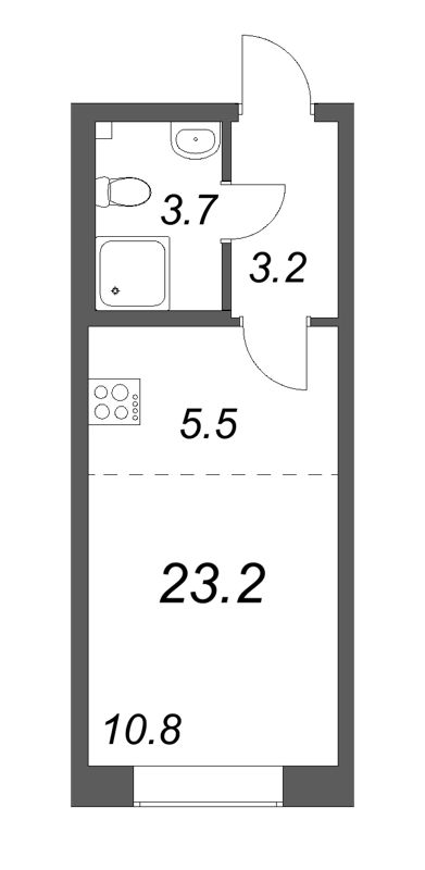 Квартира-студия, 23.2 м² - планировка, фото №1