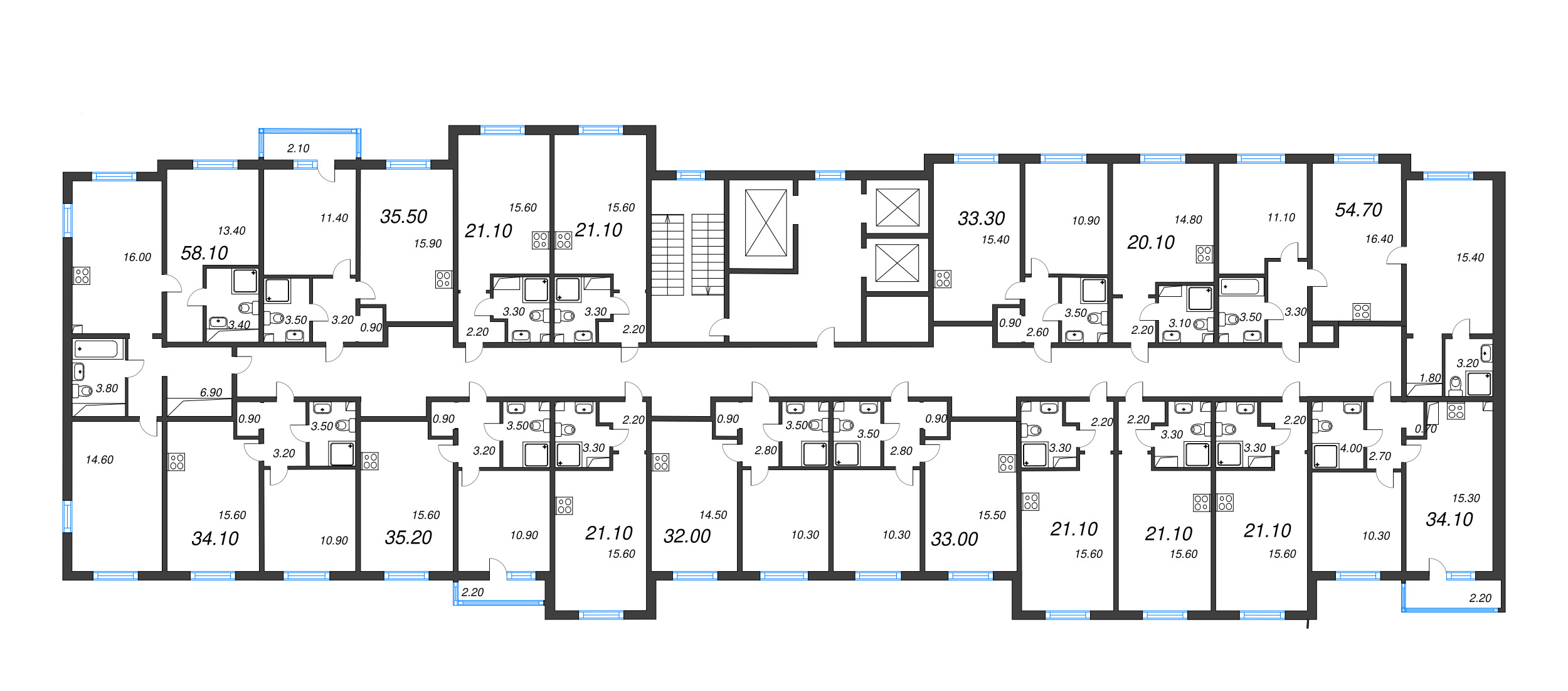 Квартира-студия, 20.1 м² в ЖК "Дыбенко Парк" - планировка этажа