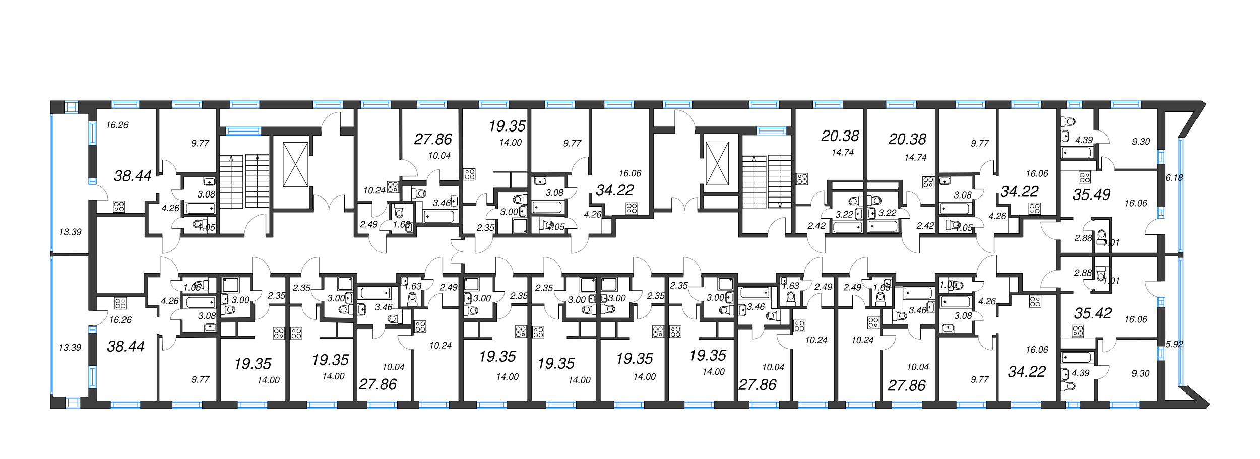 Квартира-студия, 20.38 м² в ЖК "Старлайт" - планировка этажа