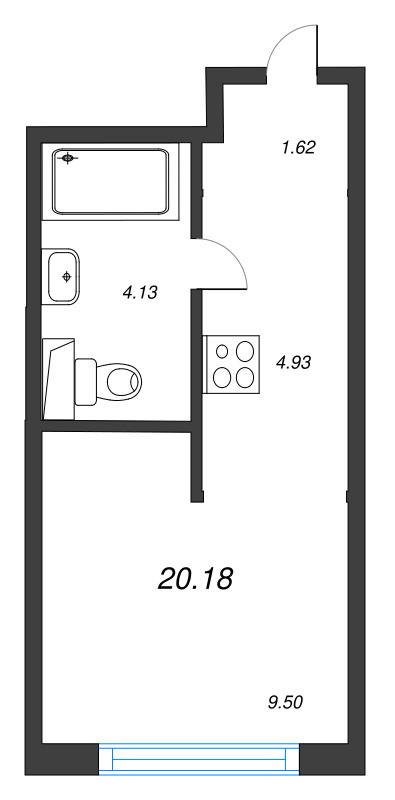 Квартира-студия, 20.24 м² в ЖК "Новая Земля" - планировка, фото №1