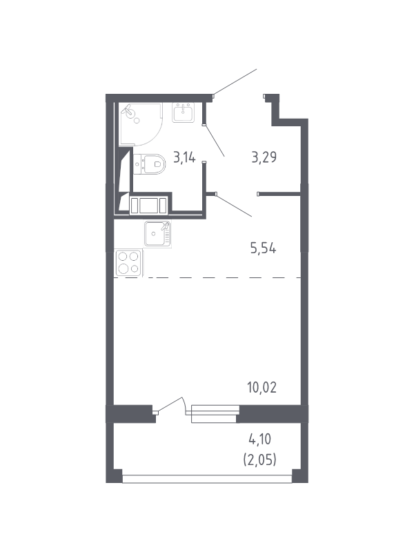 Квартира-студия, 24.04 м² - планировка, фото №1