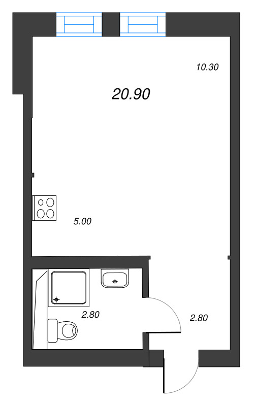 Квартира-студия, 20.9 м² в ЖК "ЭКО Квартал NEGA" - планировка, фото №1