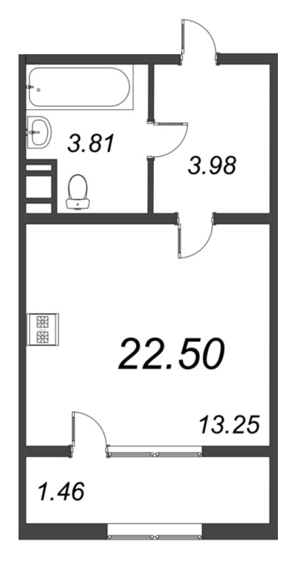 Квартира-студия, 24.73 м² в ЖК "Pixel" - планировка, фото №1
