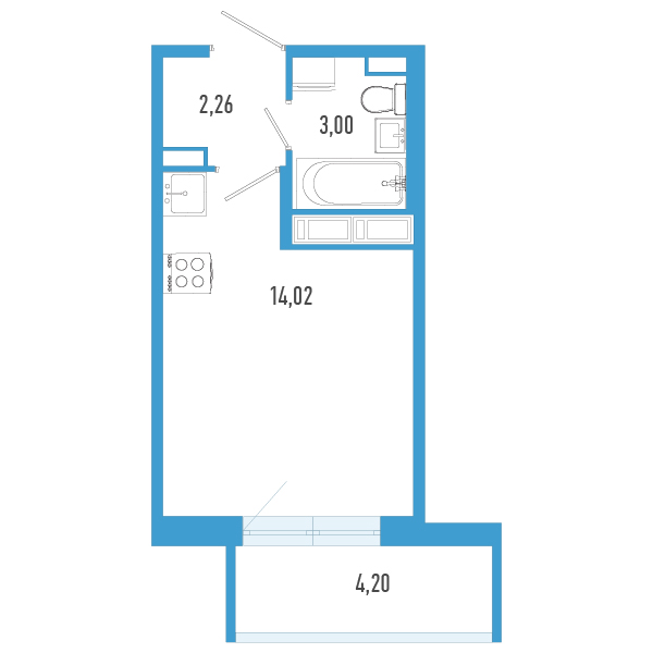 Квартира-студия, 20.54 м² в ЖК "AEROCITY" - планировка, фото №1