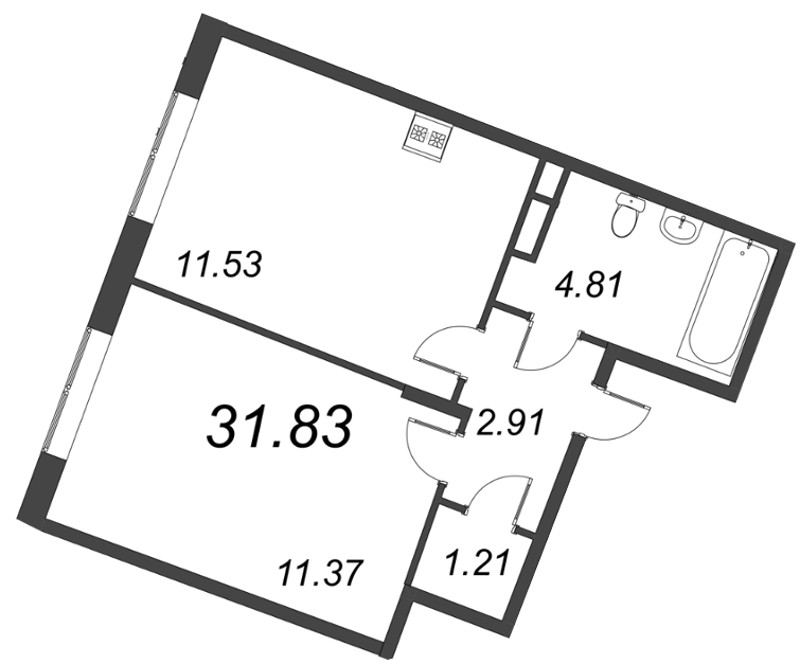 1-комнатная квартира, 31.83 м² в ЖК "VEREN NORT сертолово" - планировка, фото №1