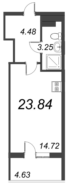 Квартира-студия, 23.84 м² - планировка, фото №1