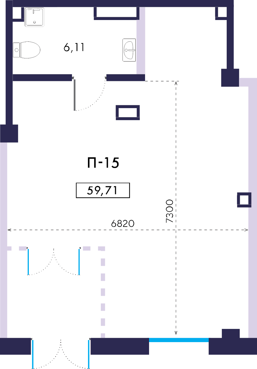 Помещение, 59.71 м² - планировка, фото №1