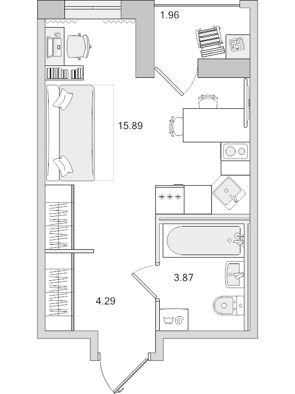 Квартира-студия, 26.01 м² в ЖК "Город Первых" - планировка, фото №1