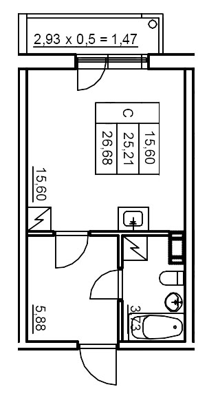 Квартира-студия, 26.96 м² в ЖК "Панорама Юкки" - планировка, фото №1