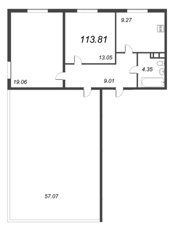 2-комнатная квартира, 71.47 м² - планировка, фото №1