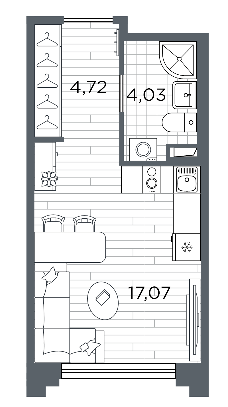Квартира-студия, 25.82 м² в ЖК "Ассамблея" - планировка, фото №1