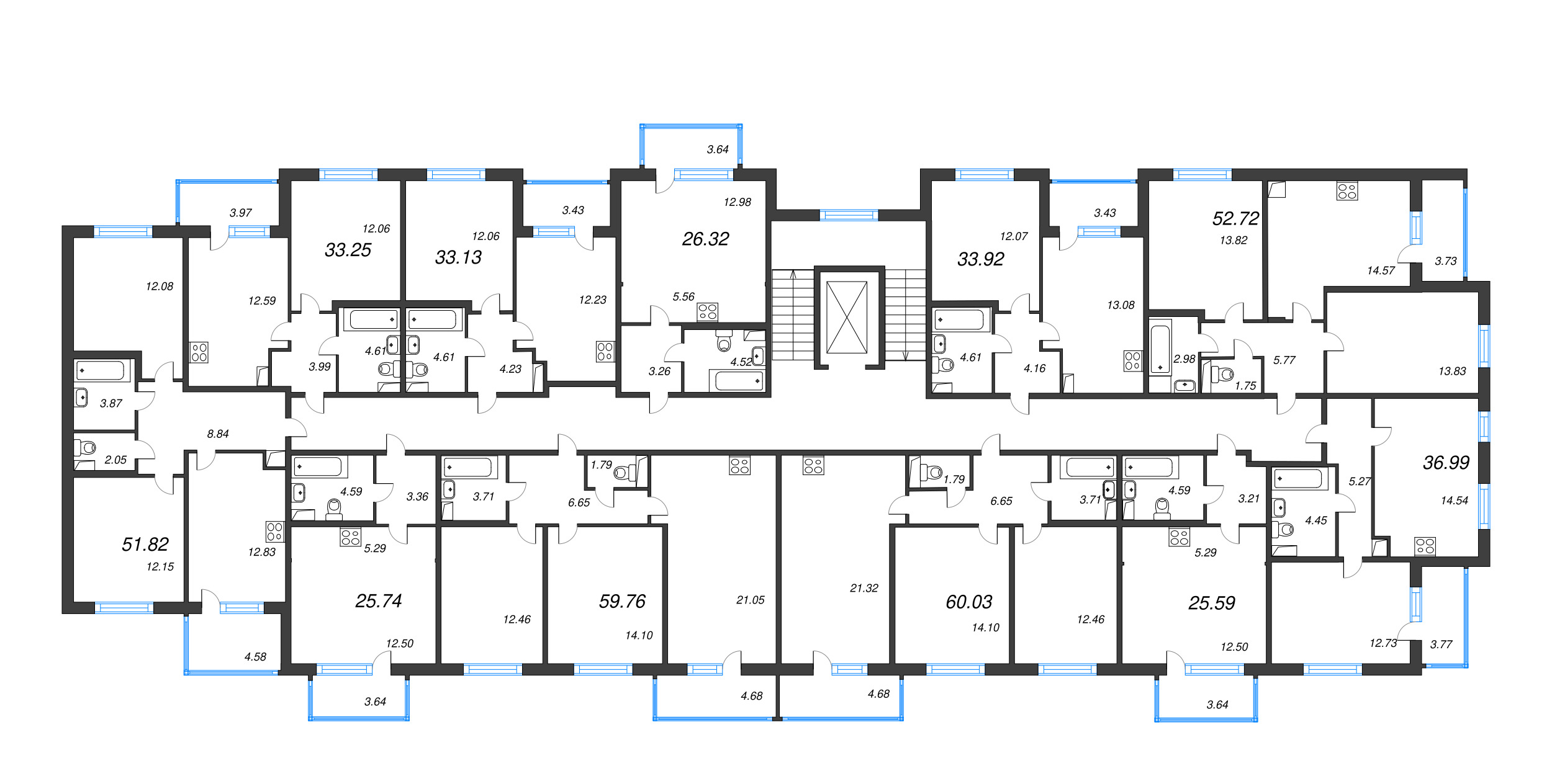 Квартира-студия, 25.59 м² - планировка этажа