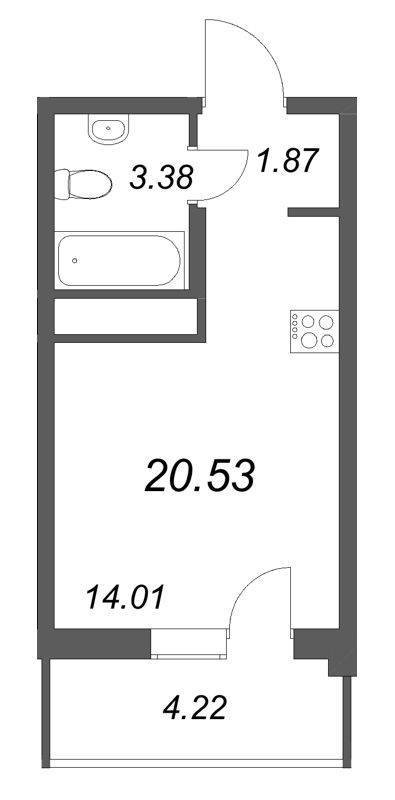 Квартира-студия, 20.53 м² в ЖК "Аэросити Лайф" - планировка, фото №1