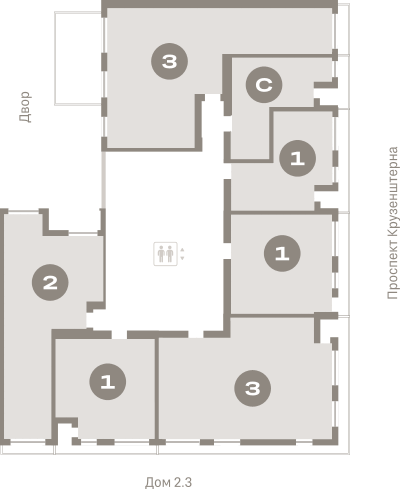 Квартира-студия, 37 м² в ЖК "Северный ветер" - планировка этажа