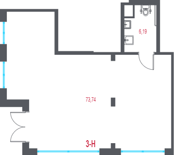Помещение, 79.93 м² в ЖК "Город-спутник Южный" - планировка, фото №1