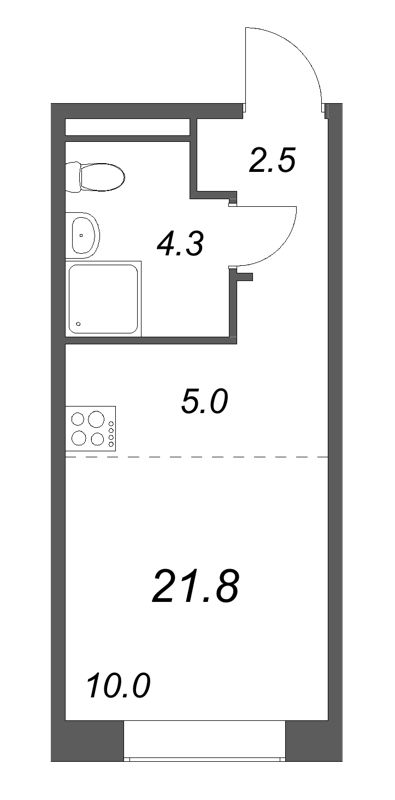 Квартира-студия, 21.8 м² в ЖК "Пулково Лейк" - планировка, фото №1