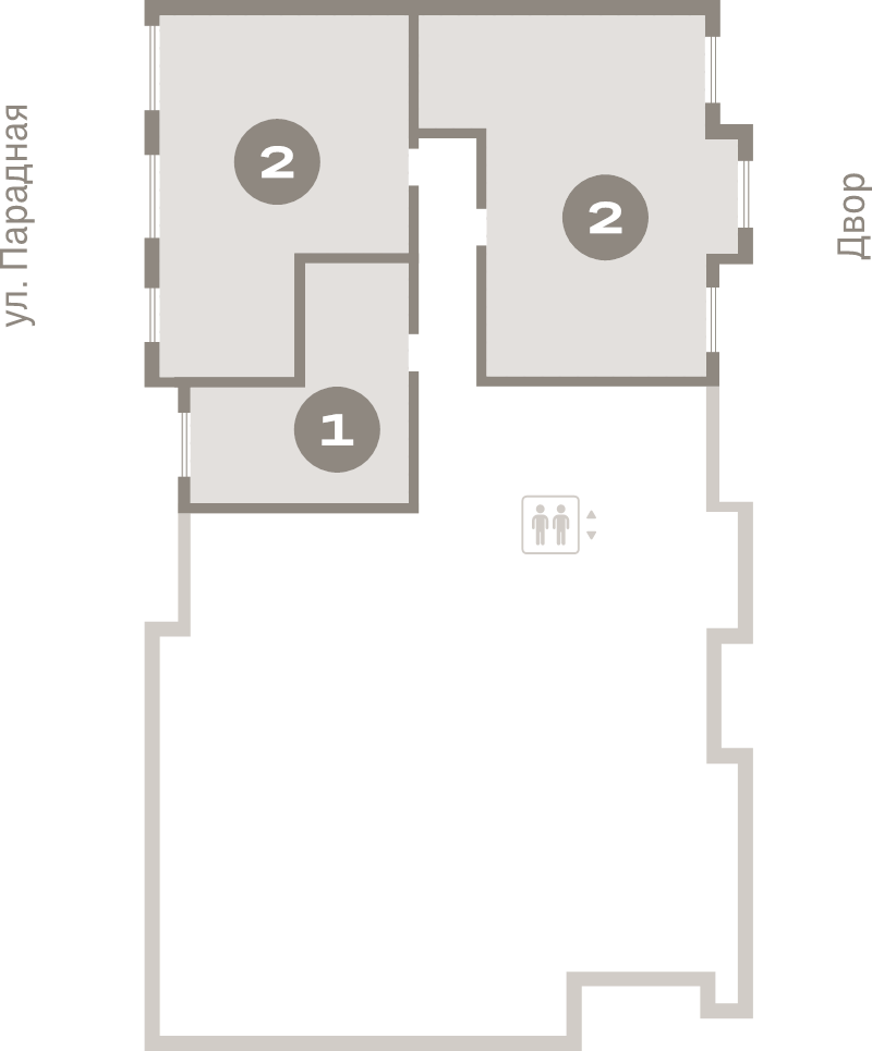 1-комнатная квартира, 46.3 м² в ЖК "Брусника в Новоселье" - планировка этажа