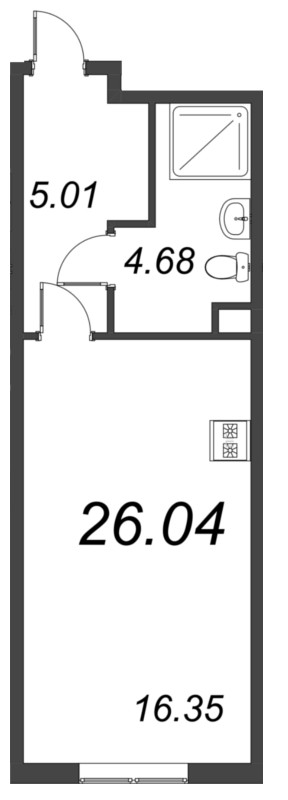 Квартира-студия, 26.04 м² в ЖК "VEREN NORT сертолово" - планировка, фото №1
