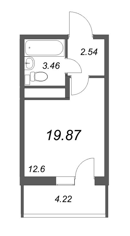 Квартира-студия, 19.87 м² - планировка, фото №1