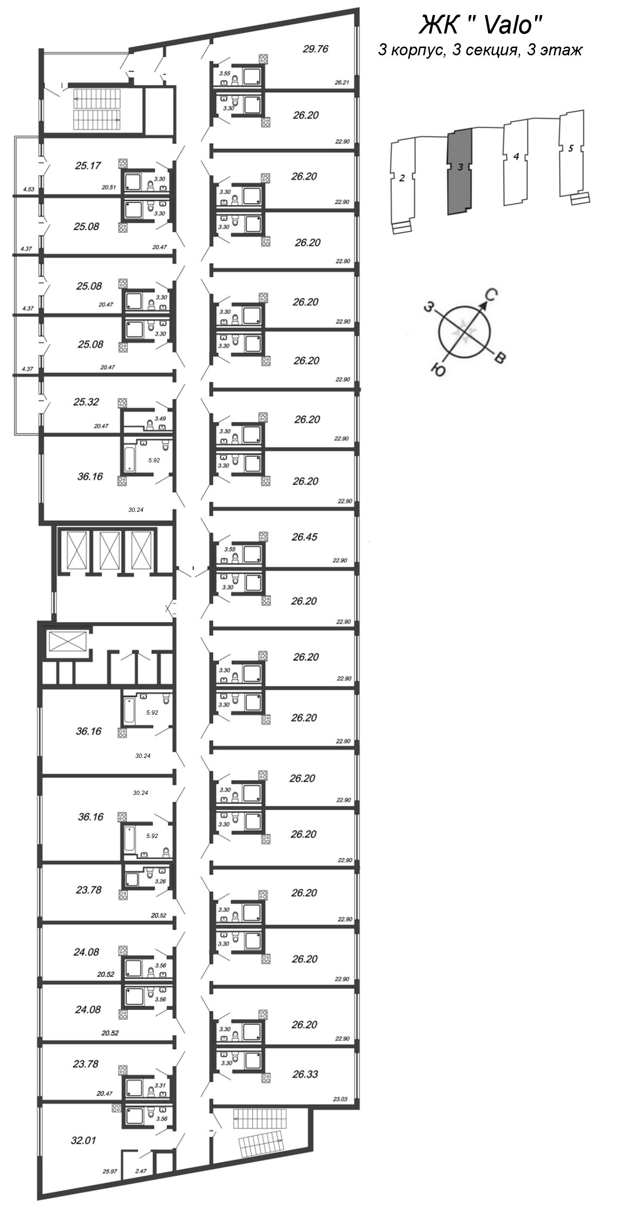 Квартира-студия, 36.35 м² - планировка этажа