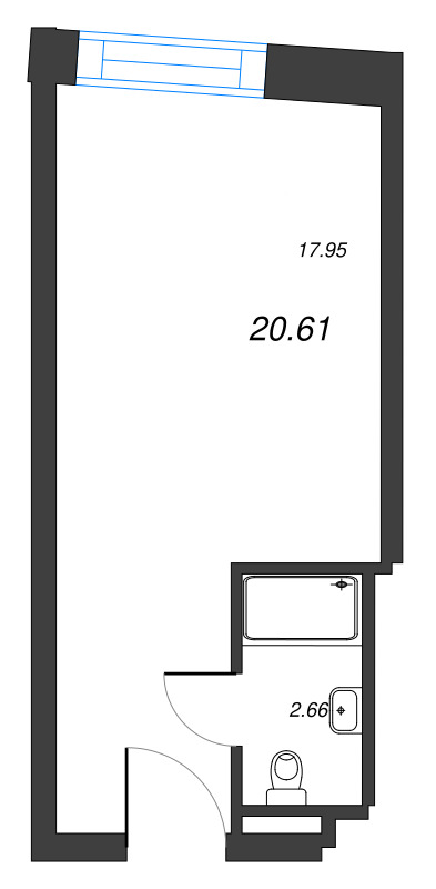 Квартира-студия, 20.61 м² в ЖК "ЙЕС Лидер" - планировка, фото №1
