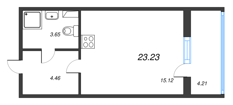 Квартира-студия, 23.23 м² в ЖК "Любоград" - планировка, фото №1
