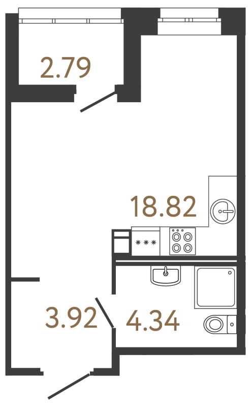 Квартира-студия, 27.08 м² в ЖК "Ultra City 3.0" - планировка, фото №1