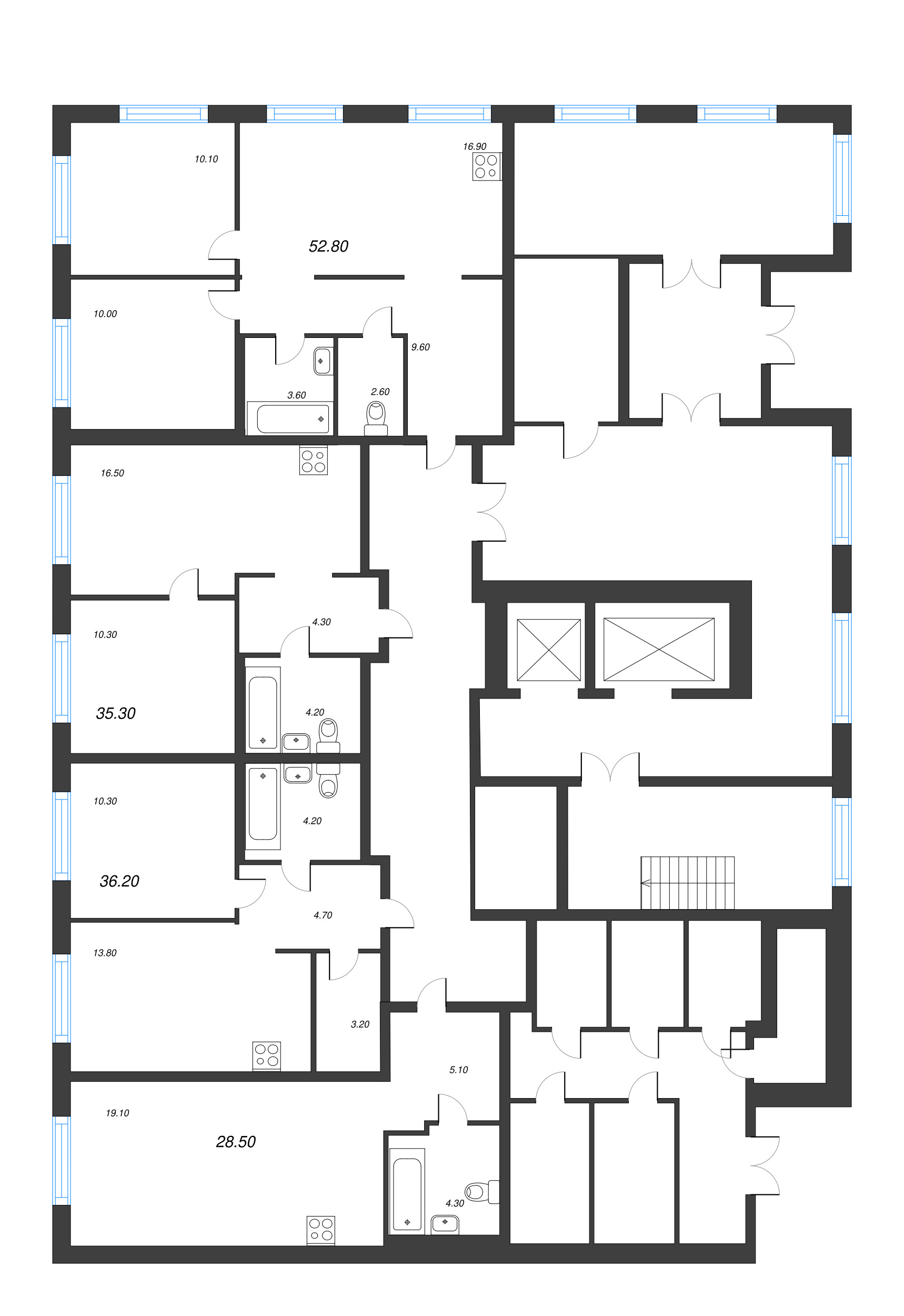 1-комнатная квартира, 36.2 м² в ЖК "Струны" - планировка этажа