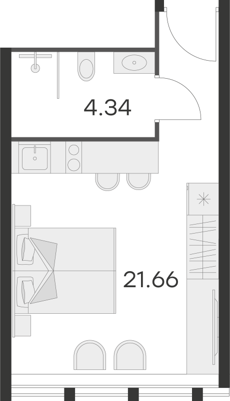 Квартира-студия, 22.9 м² - планировка, фото №1