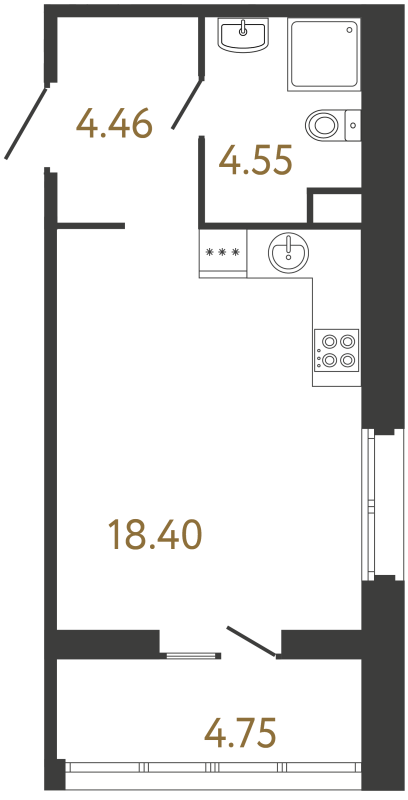 Квартира-студия, 27.41 м² в ЖК "Ultra City 3.0" - планировка, фото №1