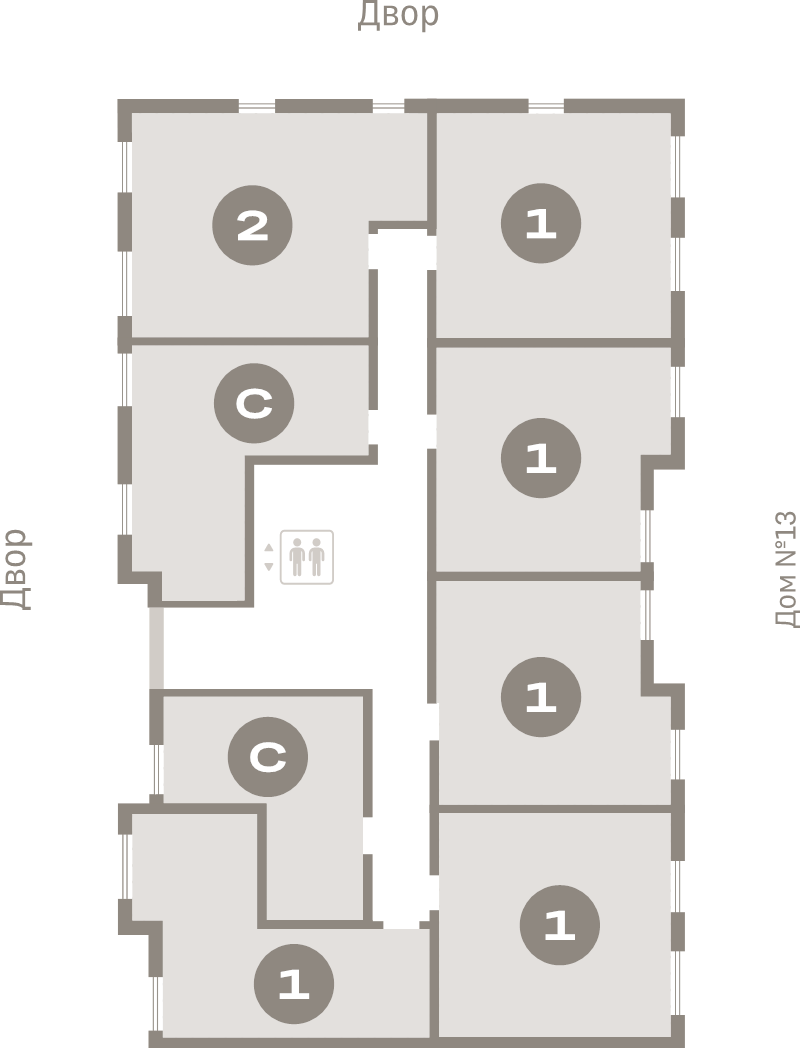 2-комнатная (Евро) квартира, 39.9 м² в ЖК "Брусника в Новоселье" - планировка этажа