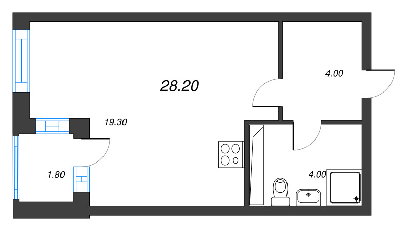 Квартира-студия, 28.1 м² в ЖК "Тайм Сквер" - планировка, фото №1