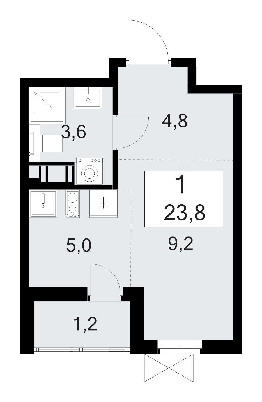 Квартира-студия, 23.8 м² в ЖК "А101 Лаголово" - планировка, фото №1